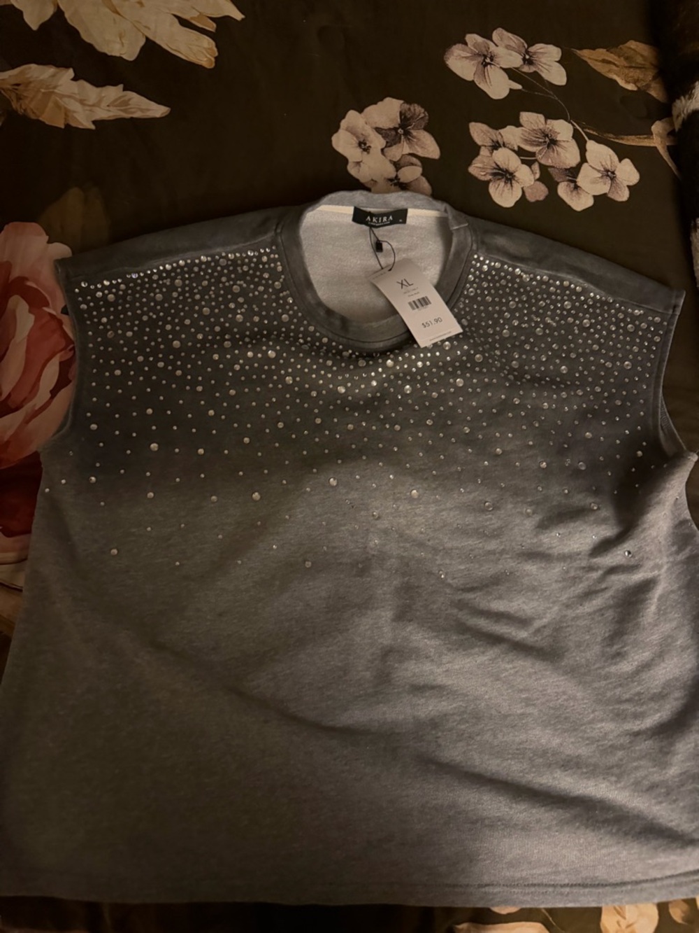 NWT AKIRA Night Sky Grey Studded Muscle Tee & Joggers Set - Picture 10 of 13